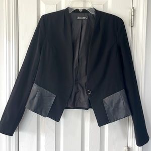 New York & Company Blazer with Faux Leather Accent EUC